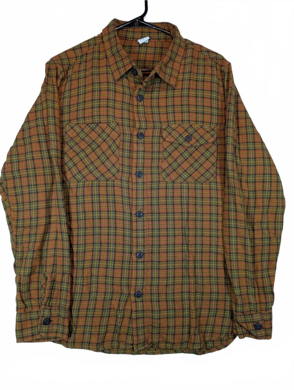 Stoic Plaid Flannel Button Up Shirt Heavy Cotton Outdoor Mens Large